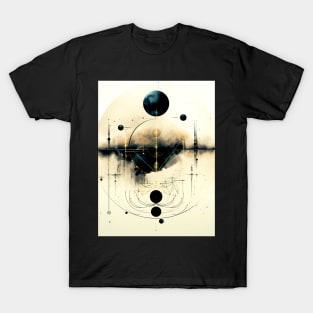 Moon Geometry: Celestial Bodies on a Dark Background T-Shirt